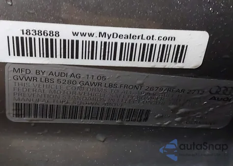 2006 Audi A6 3.2 Quattro z USA, uszkodzony, nr VIN WAUDH74F86N104164